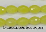 CCN2010 15 inches 10*14mm faceted rice candy jade beads wholesale