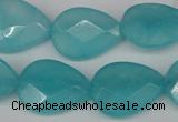 CCN2194 15.5 inches 15*20mm faceted flat teardrop candy jade beads