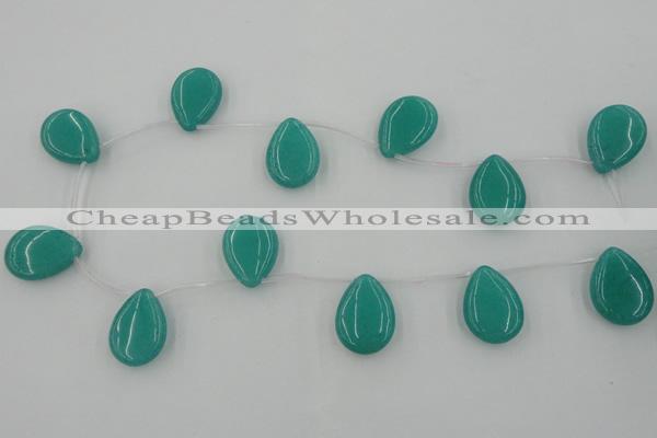 CCN2703 Top-drilled 18*25mm flat teardrop candy jade beads