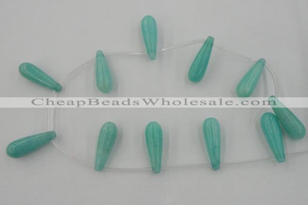 CCN2737 Top-drilled 10*30mm teardrop candy jade beads wholesale