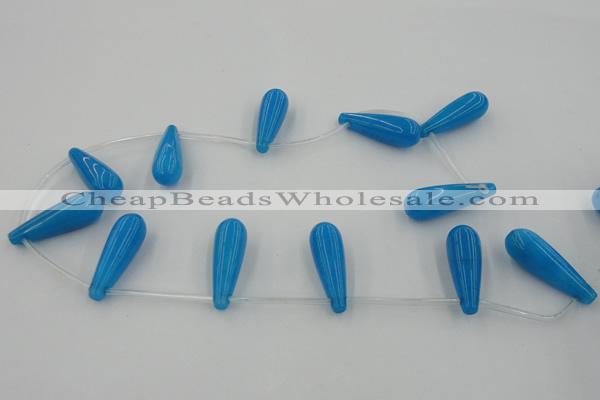 CCN2738 Top-drilled 10*30mm teardrop candy jade beads wholesale