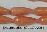 CCN2883 15.5 inches 10*30mm faceted teardrop candy jade beads