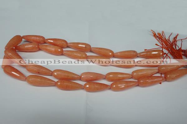 CCN2883 15.5 inches 10*30mm faceted teardrop candy jade beads