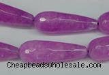 CCN2885 15.5 inches 10*30mm faceted teardrop candy jade beads