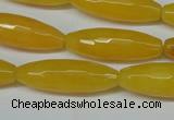 CCN2913 15.5 inches 10*30mm faceted rice candy jade beads