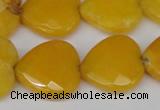 CCN355 15.5 inches 20*20mm faceted heart candy jade beads wholesale