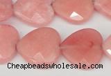 CCN356 15.5 inches 20*20mm faceted heart candy jade beads wholesale