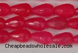 CCN3777 15.5 inches 8*12mm faceted teardrop candy jade beads