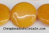 CCN3840 15.5 inches 30mm flat round candy jade beads wholesale