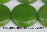 CCN3845 15.5 inches 30mm flat round candy jade beads wholesale