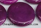 CCN3854 15.5 inches 35mm flat round candy jade beads wholesale