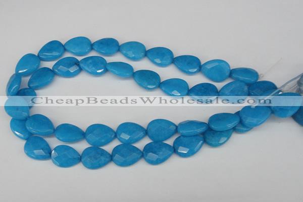 CCN386 15.5 inches 15*20mm faceted flat teardrop candy jade beads