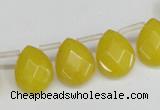 CCN3934 Top-drilled 12*15mm briolette candy jade beads wholesale