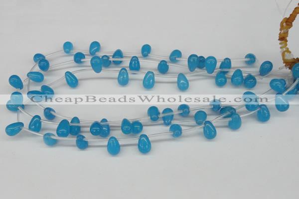 CCN457 15.5 inches Top-drilled 8*12mm teardrop candy jade beads