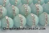 CCN4612 15.5 inches 10mm round candy jade with rhinestone beads