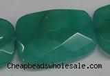 CCN709 15.5 inches 30*40mm faceted trapezoid candy jade beads