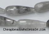 CCQ109 15.5 inches 10*30mm faceted teardrop cloudy quartz beads