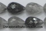 CCQ111 15.5 inches 15*22mm faceted teardrop cloudy quartz beads