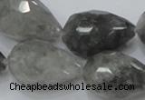 CCQ112 15.5 inches 20*30mm faceted teardrop cloudy quartz beads