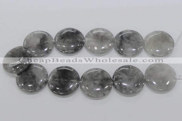 CCQ122 15.5 inches 35mm coin cloudy quartz beads wholesale