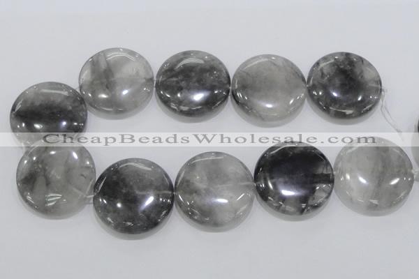 CCQ123 15.5 inches 40mm coin cloudy quartz beads wholesale