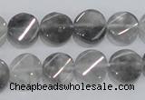 CCQ127 15.5 inches 12mm twisted coin cloudy quartz beads wholesale