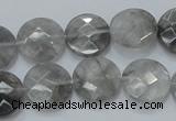 CCQ136 15.5 inches 15mm faceted coin cloudy quartz beads wholesale