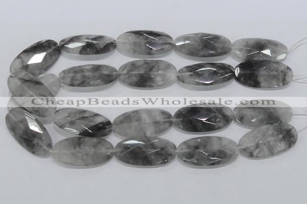 CCQ158 15.5 inches 20*40mm faceted oval cloudy quartz beads wholesale