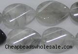 CCQ170 15.5 inches 18*25mm twisted flat teardrop cloudy quartz beads