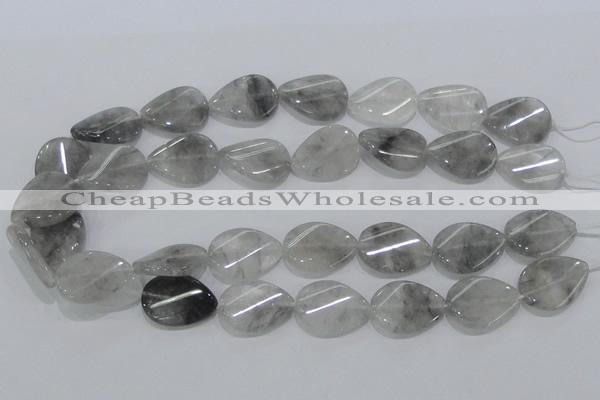 CCQ170 15.5 inches 18*25mm twisted flat teardrop cloudy quartz beads