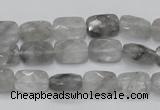 CCQ185 15.5 inches 8*12mm faceted rectangle cloudy quartz beads