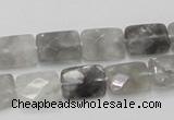 CCQ186 15.5 inches 10*14mm faceted rectangle cloudy quartz beads