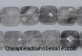 CCQ199 15.5 inches 12*12mm faceted square cloudy quartz beads