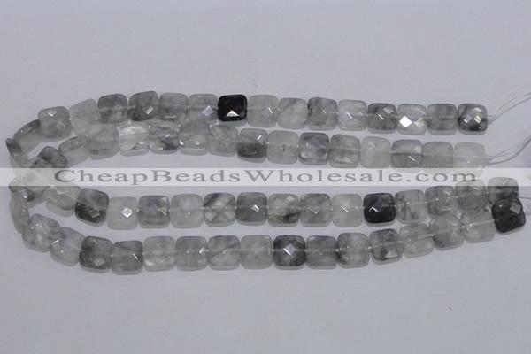 CCQ199 15.5 inches 12*12mm faceted square cloudy quartz beads