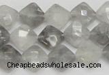 CCQ208 15.5 inches 10*10mm faceted diamond cloudy quartz beads