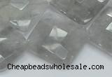 CCQ211 15.5 inches 25*25mm faceted diamond cloudy quartz beads