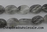 CCQ248 15.5 inches 10*14mm twisted oval cloudy quartz beads wholesale