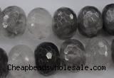 CCQ286 15.5 inches 12*16mm faceted rondelle cloudy quartz beads