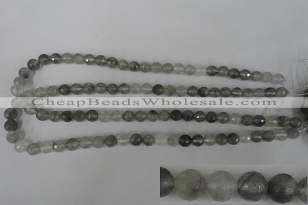 CCQ312 15.5 inches 8mm faceted round cloudy quartz beads wholesale