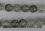 CCQ313 15.5 inches 10mm faceted round cloudy quartz beads wholesale