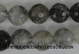 CCQ315 15.5 inches 14mm faceted round cloudy quartz beads wholesale