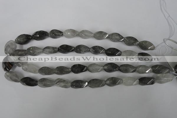 CCQ358 15.5 inches 10*20mm twisted rice cloudy quartz beads wholesale