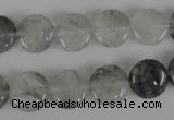 CCQ370 15.5 inches 12mm flat round cloudy quartz beads wholesale