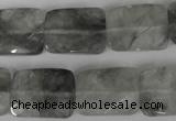 CCQ494 15*20mm twisted & faceted rectangle cloudy quartz beads