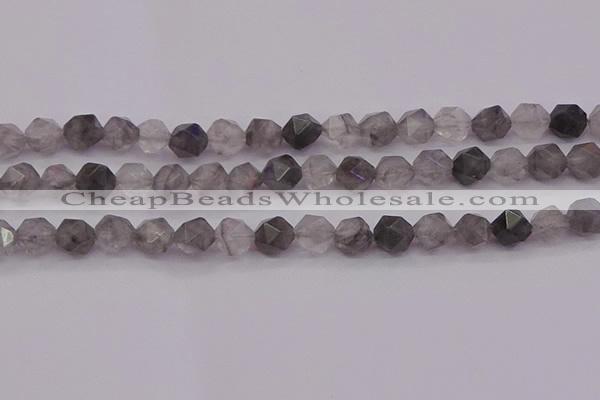 CCQ573 15.5 inches 10mm faceted nuggets cloudy quartz beads