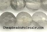 CCQ602 15 inches 10mm faceted round cloudy quartz beads