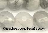 CCQ603 15 inches 12mm faceted round cloudy quartz beads