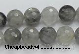 CCQ61 15.5 inches 12mm faceted round cloudy quartz beads wholesale