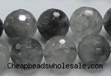 CCQ63 15.5 inches 16mm faceted round cloudy quartz beads wholesale