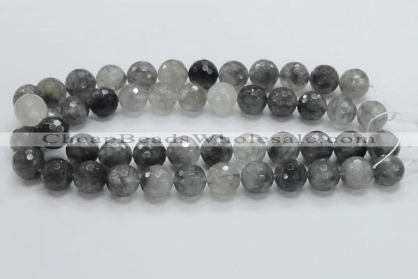 CCQ63 15.5 inches 16mm faceted round cloudy quartz beads wholesale